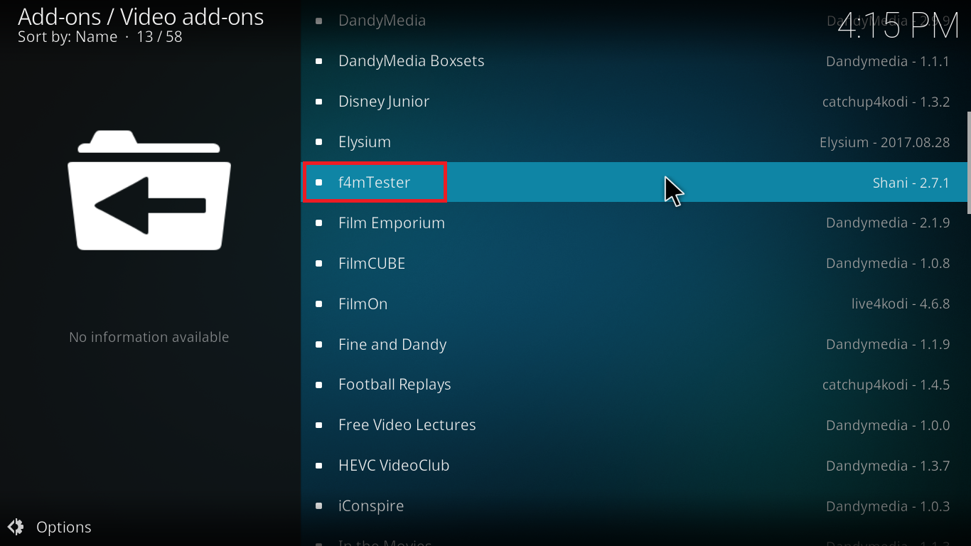 f4mtester on kodi