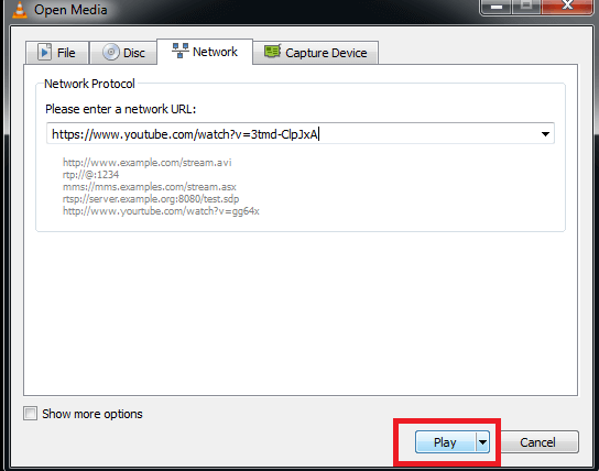 stream youtube videos using vlc 5